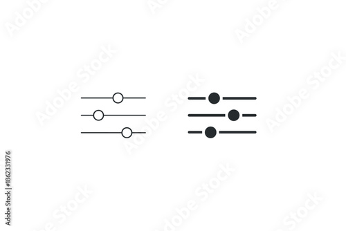 Simple slider control icons with adjustable settings and options
