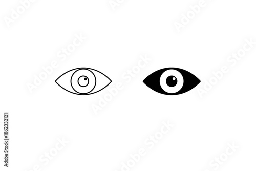Simple outline and solid black eye icons side by side on white background