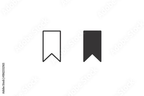 Two bookmark icons, one outlined and one solid, on a white background