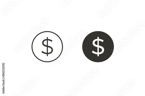 Dollar sign icons in black and white circles for financial concepts