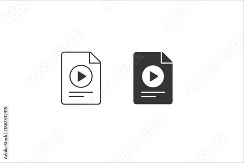 Video file icons in outline and solid styles, representing digital media content