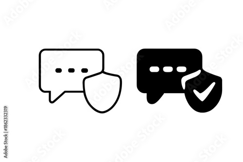Secure messaging icon with shield and checkmark, representing communication safety