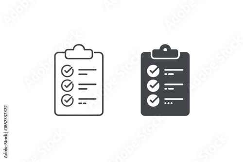 Two clipboard icons with checkmarks, representing task completion and organization
