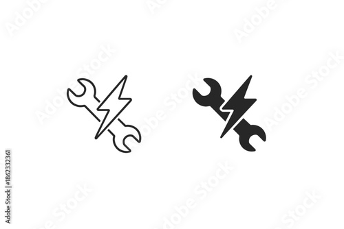 Wrench and lightning bolt icon representing fast repair and electrical service