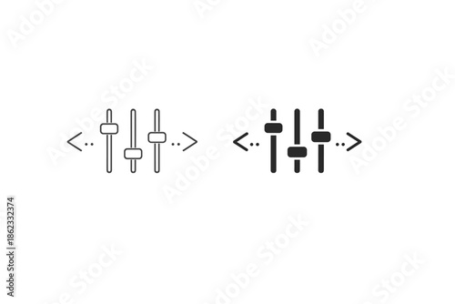 Audio mixer sliders and control panel icons for sound adjustment and editing