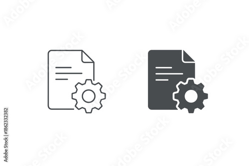 Document settings icon with gear and text lines, representing configuration or management