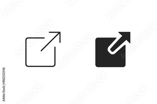 Two distinct external link icons, one outlined and one solid, on a white background