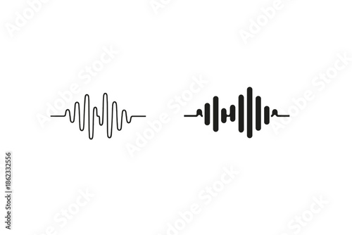 Two distinct sound wave icons, one thin line and one thick bar, on a white background