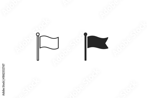 Simple flag icon in outline and solid fill styles on a white background
