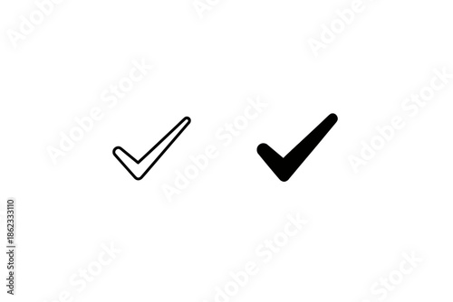 Simple check mark icons, one outlined and one solid, on a white background