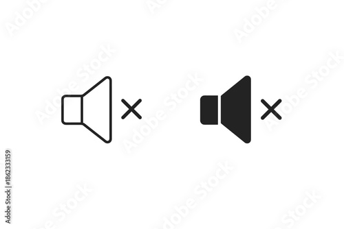 Mute speaker icon outline and filled versions for silent mode indication