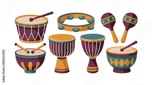 A collection of various percussion instruments.