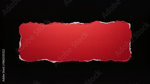 Torn red paper on black background for creative design