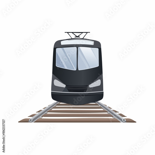 black and white train isolated on white
