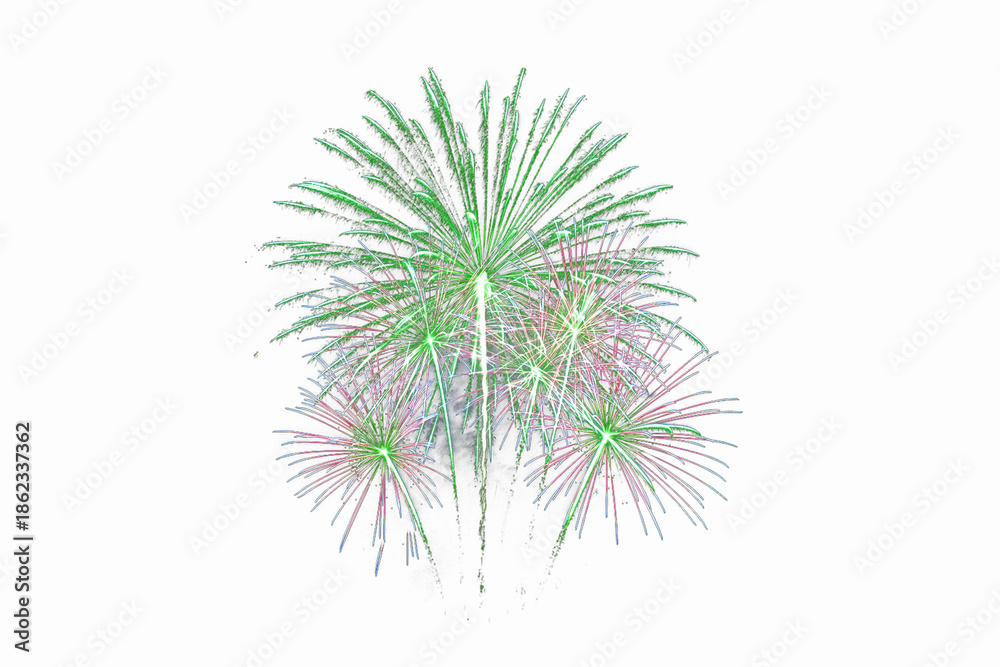 Obraz premium Green firework explosion isolated for celebratory design