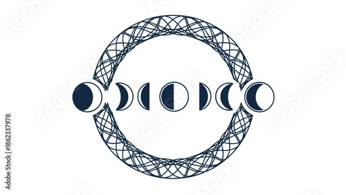 Lunar Phases in Circular Design A Celestial Cycle.