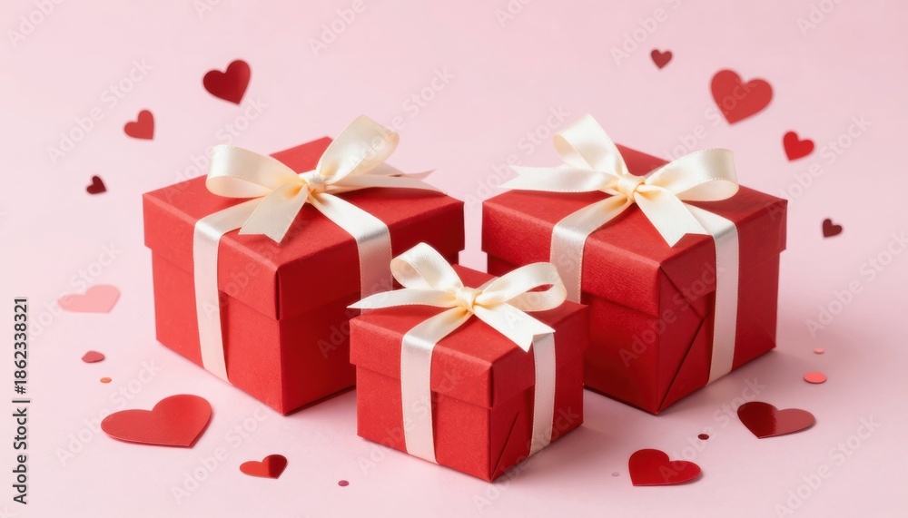 Obraz premium Valentine's day gift presentation romantic atmosphere digital photography soft focus heart-shaped details celebration of love