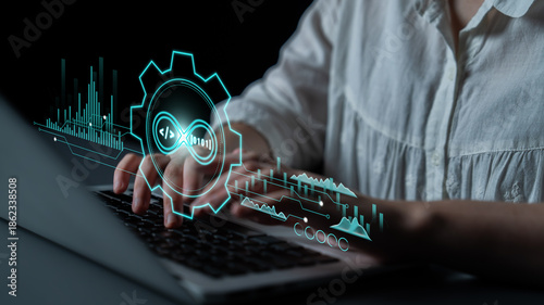 Obraz na płótnie DevOps methodology for software development and IT operations