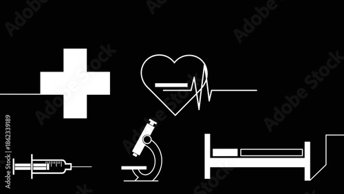Medical Icons A Symbolic Representation of Healthcare and Treatment.