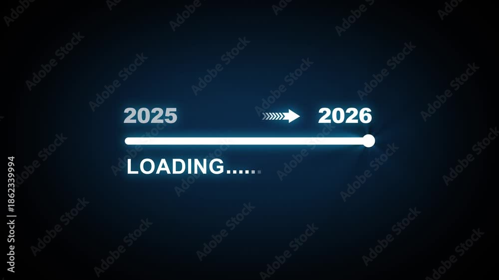 Loading bar from 2025 to 2026 new year transfer animation. New year ...