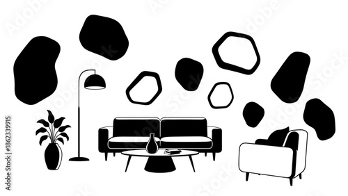 Minimalist Living Room Interior Design with Abstract Wall Decor.