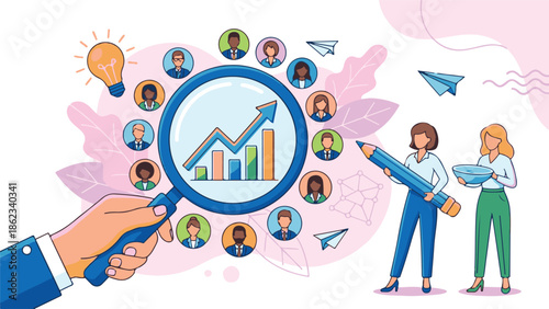 Business Team Analysis and Growth Strategy with Diverse Workforce