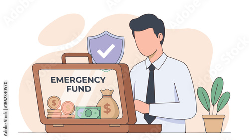Man creating emergency fund for financial security and future protection