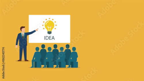 Business Presentation Illustrating an Idea to a Group of People
