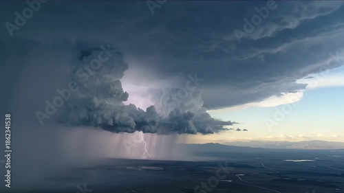 Dramatic Storm Clouds Over Rural Landscape with Rainfall