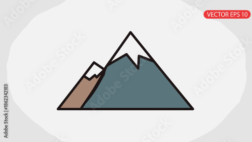 Mountain Peaks Illustration Snowy Summits and Rugged Terrain.