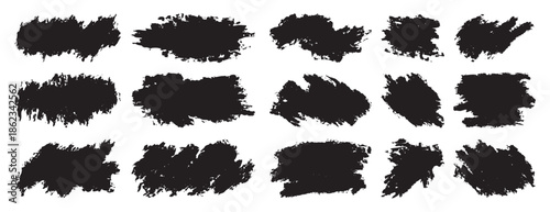 Vector paintbrush stroke templates Grunge text boxes and dirty banners for social media posts and stories