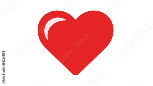 Red Heart Symbol with Highlight Isolated on White Background.