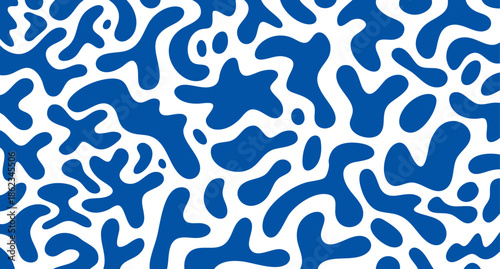 Abstract blue water splash background with organic ripple wave shapes, calm, ocean, sea. Single non seamless pattern, hand drawn. Great for beverage label, summer poster, pool party invite.