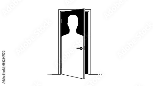 Silhouette of a Person Standing in a Doorway Mystery Concept.