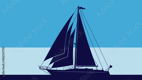 Silhouette of a Sailboat on the Water Nautical Vessel.