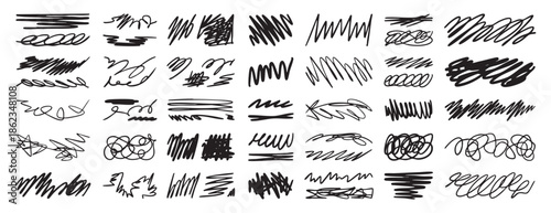 Hand drawn brush lines and strokes vector line set
