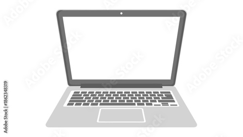 Sleek Laptop Illustration with Blank Screen for Customizable Content.