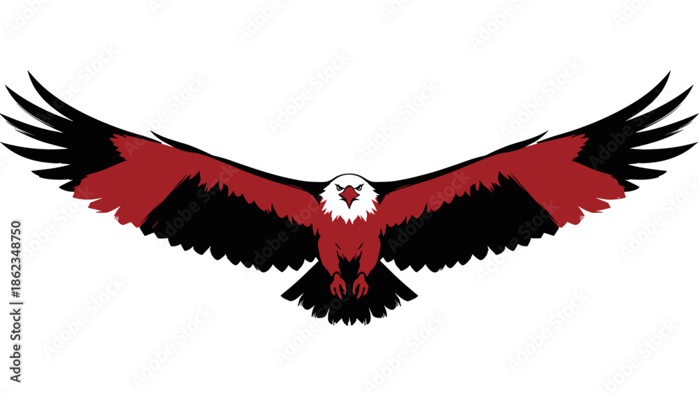 Obraz premium Striking Eagle Illustration with Bold Red and Black Wings.
