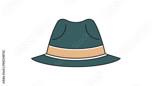 Stylish Fedora Hat with Tan Band Illustration.