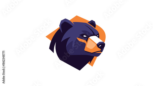 Stylized Bear Head Logo with Bold Colors and Sharp Lines.