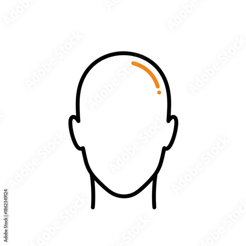 Bald head with no face in full face.  Vector illustration