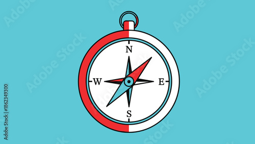 Stylized Compass Illustration with Cardinal Directions on a Blue Background.