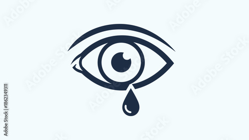 Stylized Eye with Tear Drop Symbol of Sadness and Emotion.