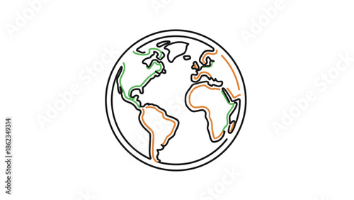 Stylized Earth Globe Illustration with Continents and Oceans.