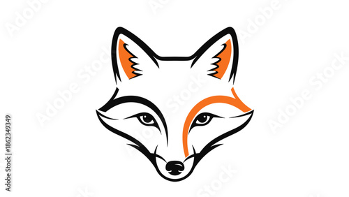 Stylized Fox Head with Orange Accents and Sharp Lines.