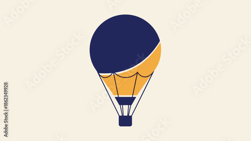 Stylized Hot Air Balloon Illustration with Blue and Yellow Colors.