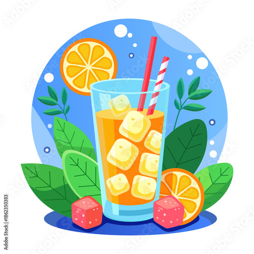 Flat style illustration representing drink glass 