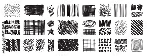 Set abstract scribble. Hand drawn doodle selection symbols isolated on white background. set, doodle hand drawn, for stickers, logos, branding, social media and printable.