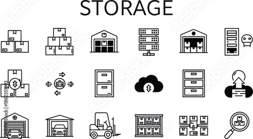 Storage Solutions Icons Set for Business and Technology Concepts