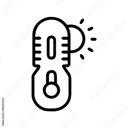 Temperature sensor illustration with sun and measurement elements for smart technology